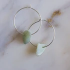Crystal Hoop Stone Earring Zooying Raw Amazonite Crystal Silver Gold Hoop Stone Earring