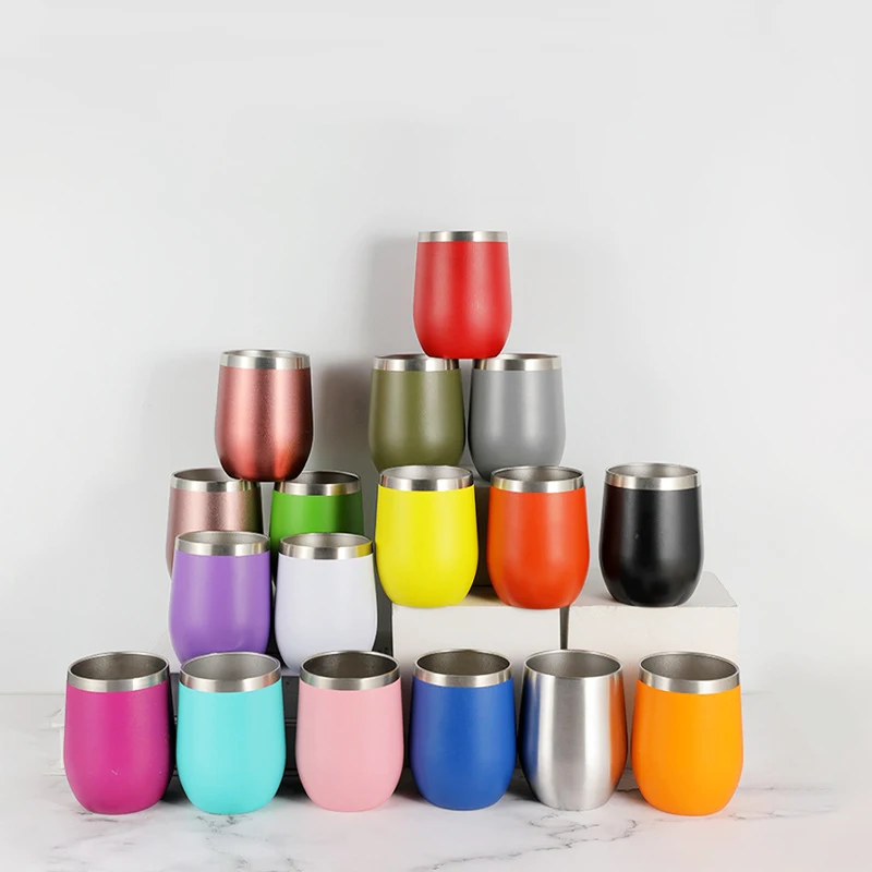 12oz Muti-Colors Stainless Steel Wine Mug Double Wall Insulated Cup Custom Logo Wine Tumbler Wine Cup