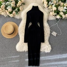 Stretch Skirt 2021 Autumn Winter Soft Material Knit Dress High Collar Stretch Slim Bottom Skirt Dress