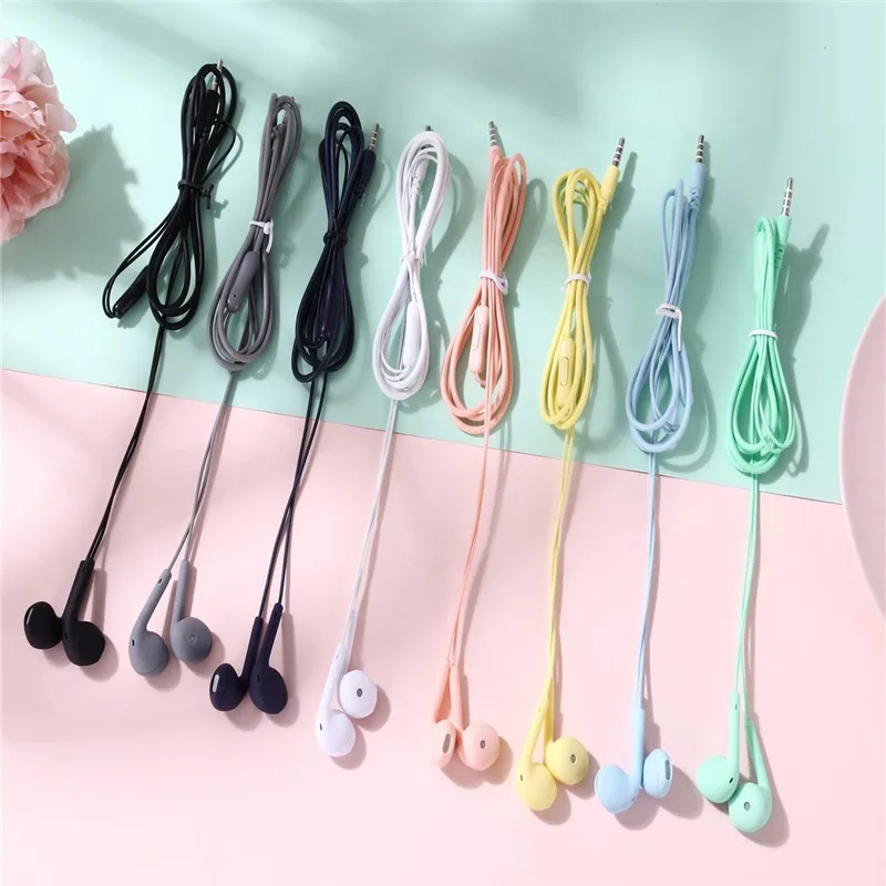 High Quality Cheap Macaron Colour Wired Earbuds Earphone 3.5mm in Ear Headphones