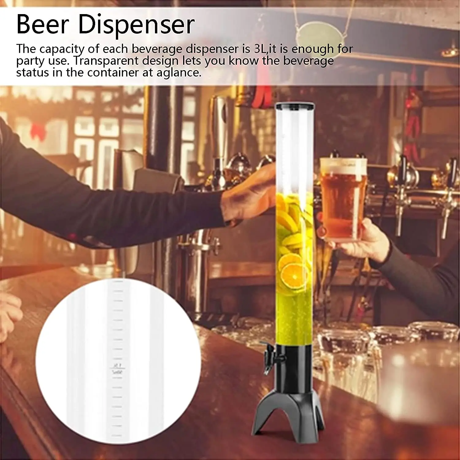 Beer Tower Dispenser Clear Liquor Tower Dispenser With Removable Ice