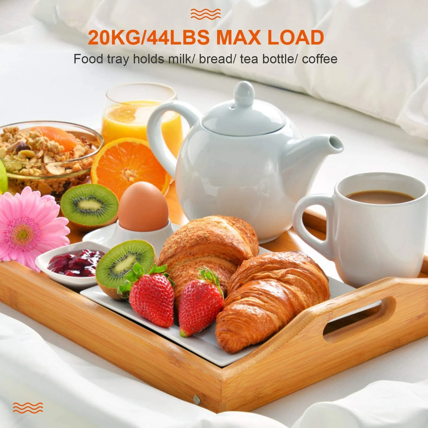 product modern bamboo bed breakfast tray large rectangle serving tray single folding side table for home travel serving tv dinner food-10