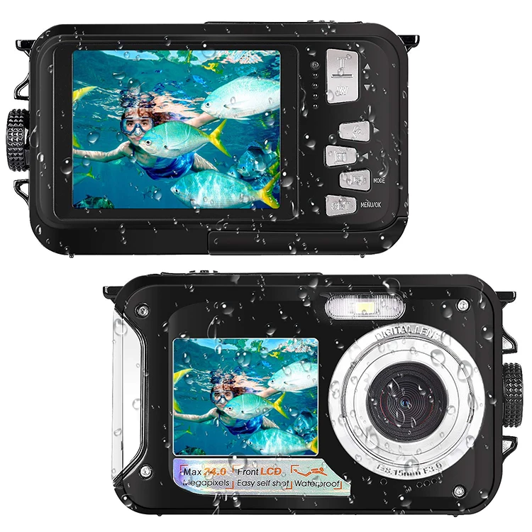 Underwater Camera 48MP Cam 2.7K  Full HD Waterproof Digital Action Dual Screens 