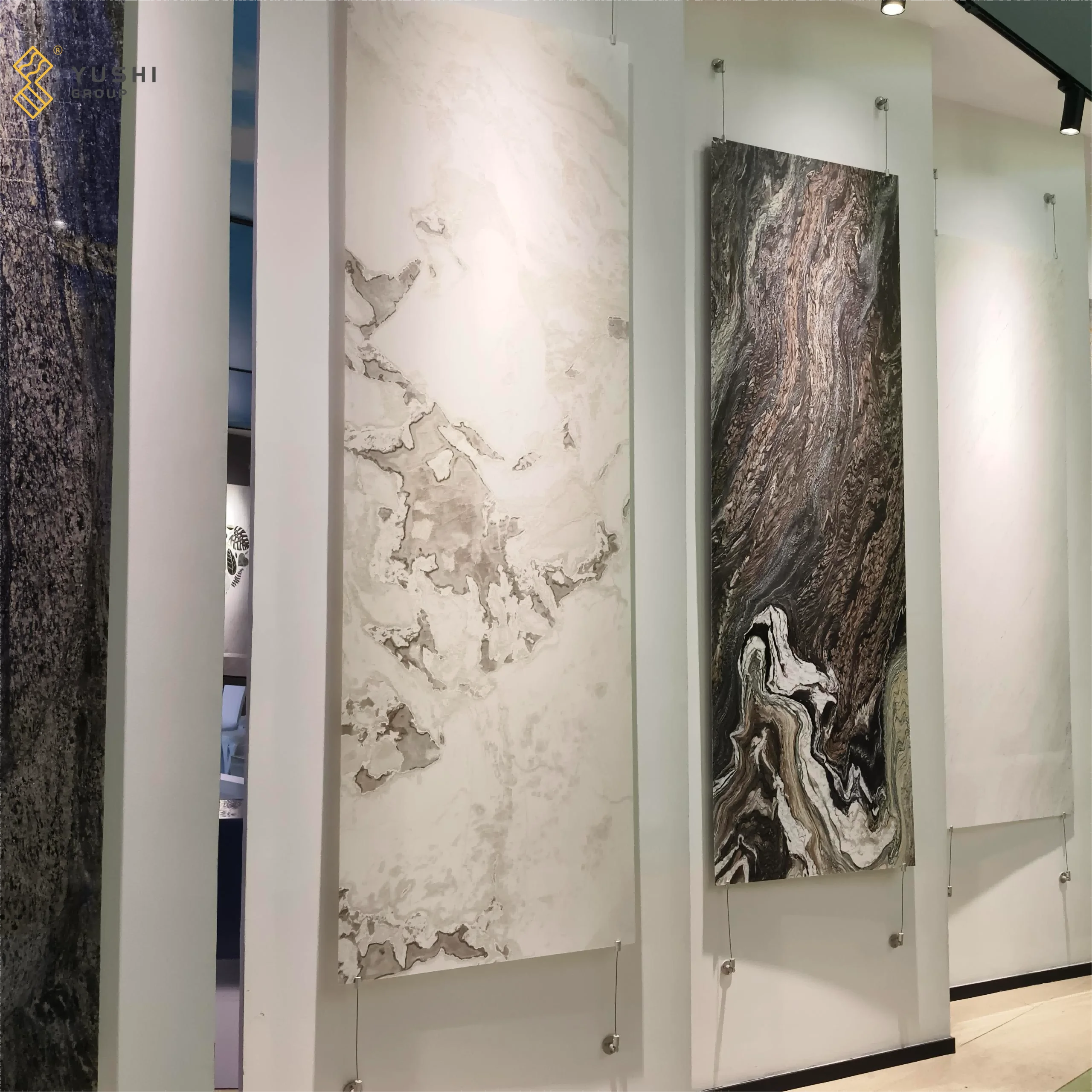 YUSHI Customized Sizes Super Ultra Thin Flexible Natural Marble Veneer Tiles for Villa Hotel Wall Floor Cabinet Decoration factory