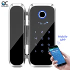Glass Lock Fingerprint Glass Door Lock Smart Digital Electronic Lock With Time Attendance Access Control Function