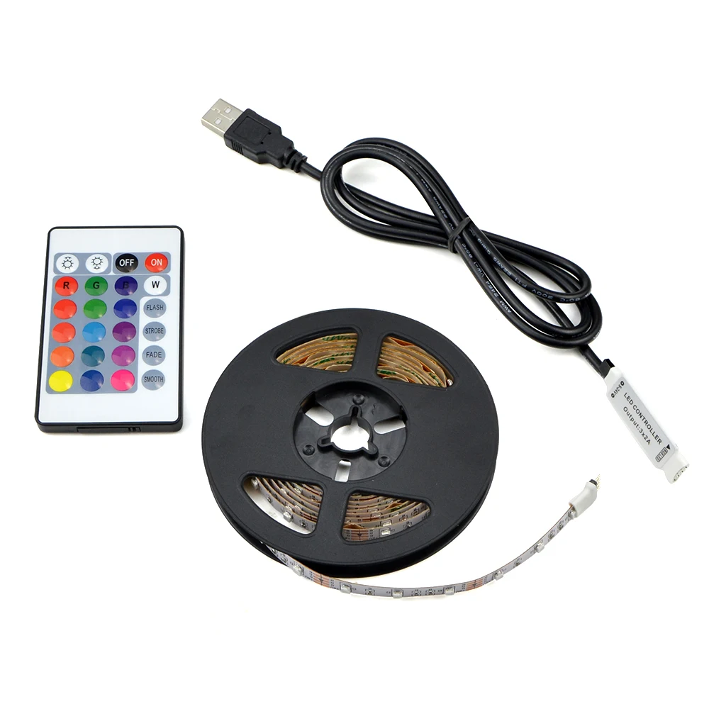 USB Powered 5V RGB LED Strip Light Remote Control For Bar TV Background Lighting 
