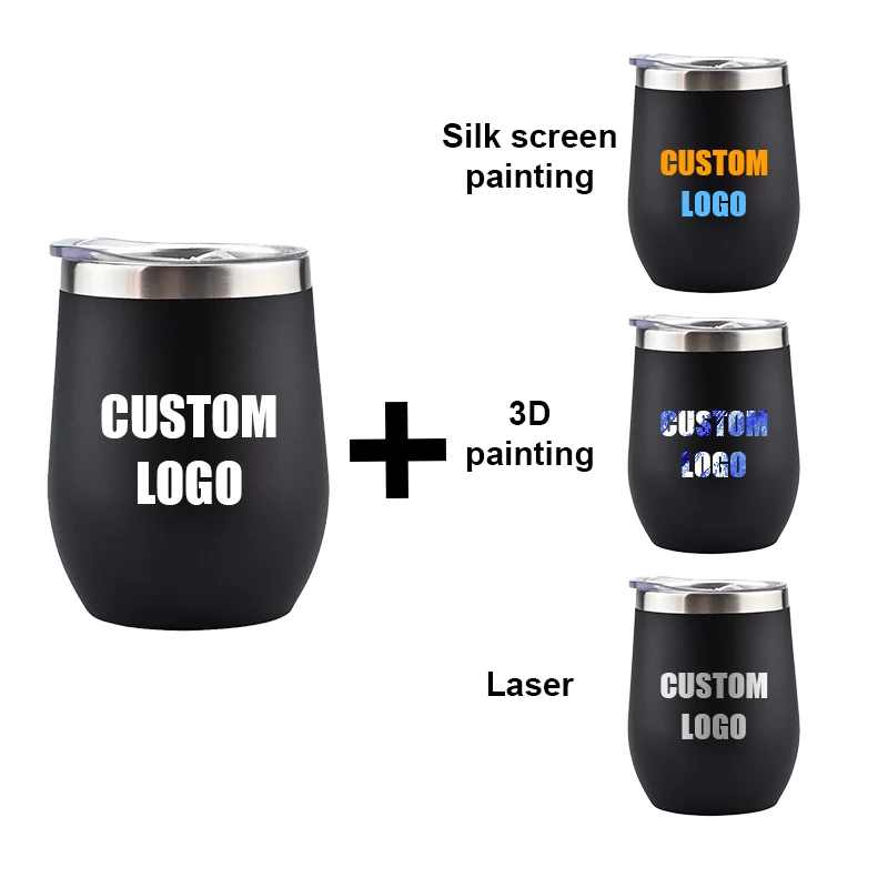 Double Wall Customized Logo Wholesale Travel Wine  Egg Shape Cup Stainless Steel Tumbler Vacuum Insulated Travel Coffee Mugs