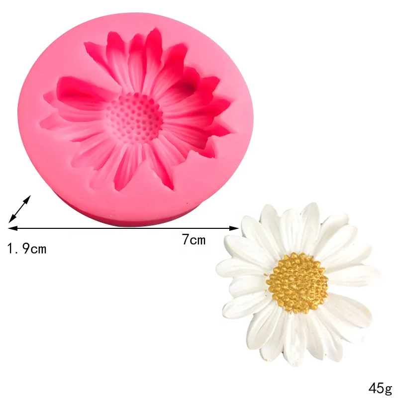 Hot Sale Epoxy Resin Silicone Sunflower Daisy Flower Keychain Mold