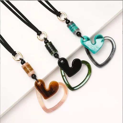 New Design Fashion Women Necklace Jewelry Colorful Acrylic handmade Long Wax Cord Necklace Girls Geometry Necklace.png