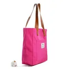Canvas Leather Bag Wholesale 10oz Nature Color Cotton Tote Canvas PU Leather Handles Bag With Silk Printing