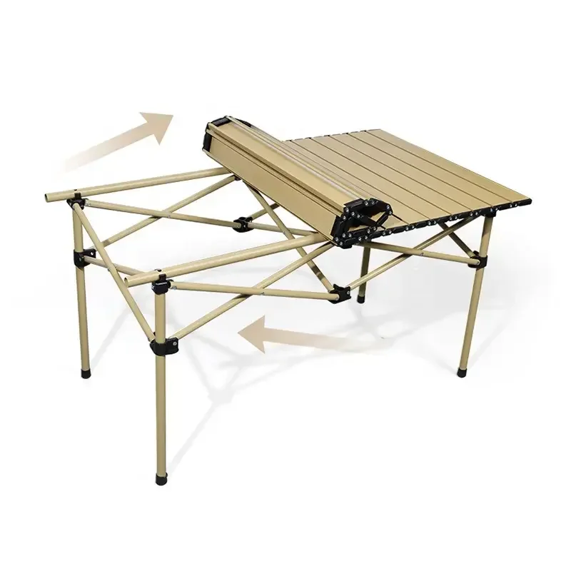 Hot selling outdoor camping foldable aluminum alloy wooden table  picnic barbecue travel camping table