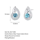 Stud Lady Earring Studs 925 Sterling Silver Jewellery Blue Topaz Nautilus Stud Earrings For Lady