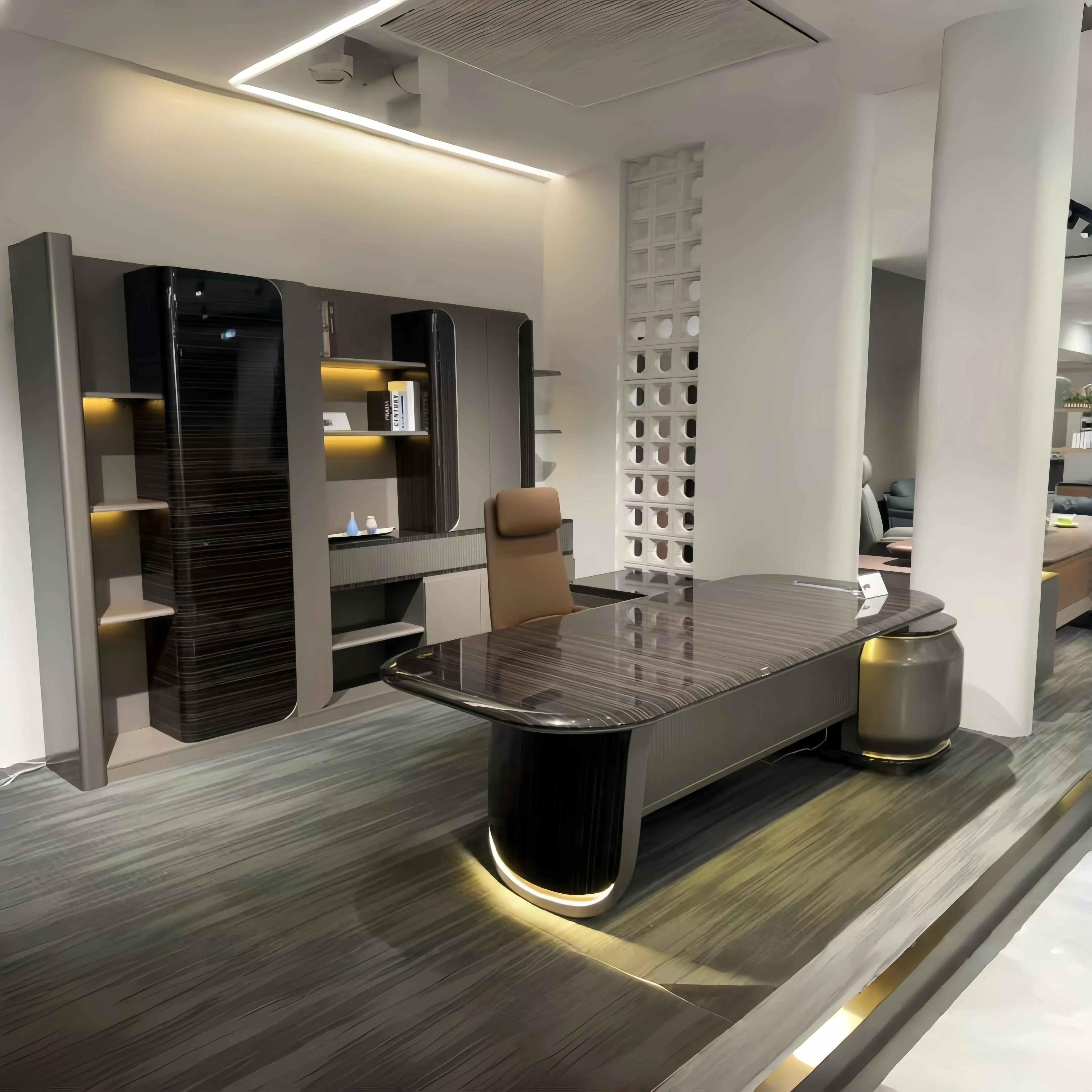 Modern MDF Black Office Desk Regular Size L Shaped Melamine Wood Style for Study Work Computer Table for Office Furniture