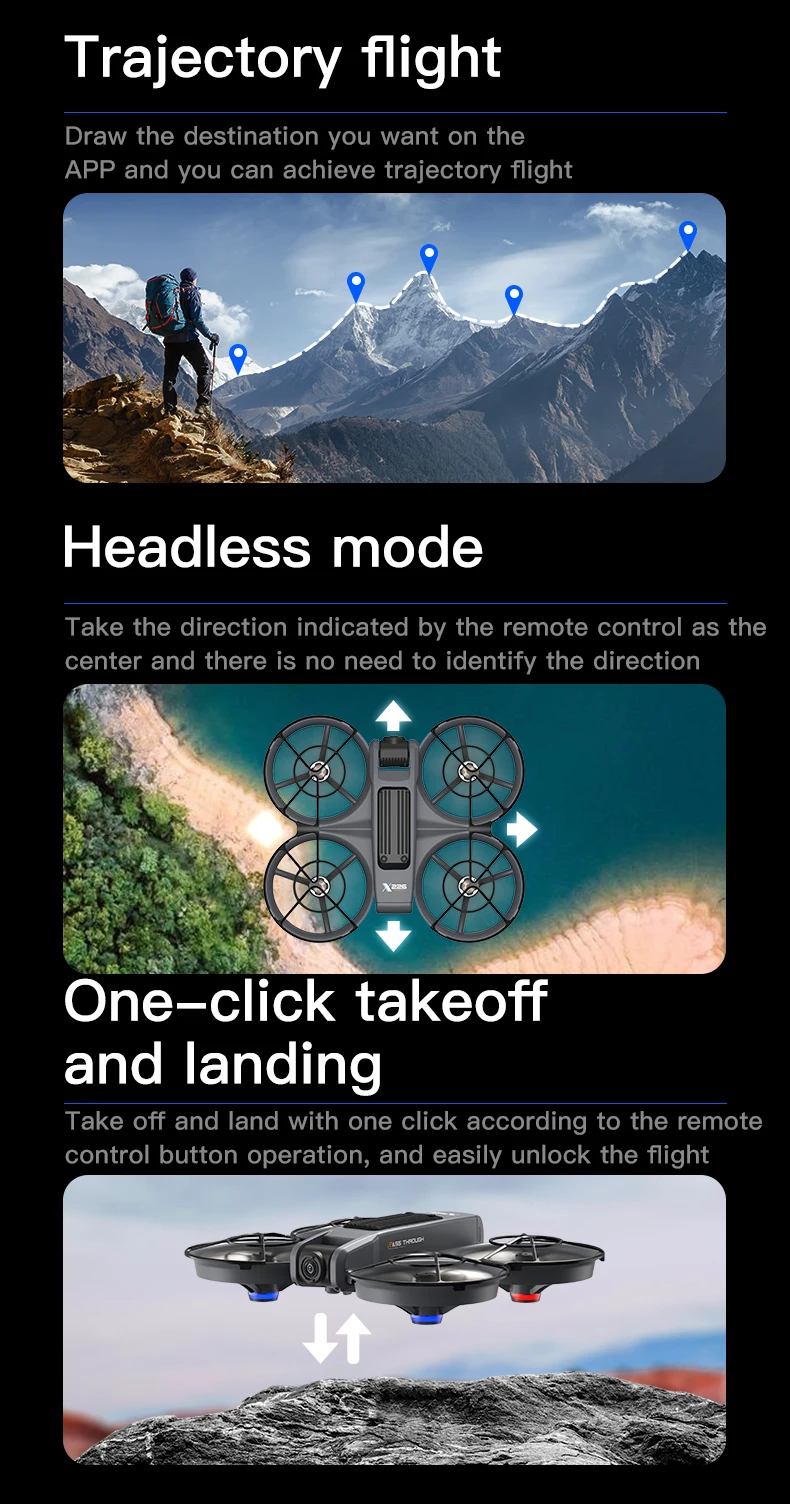 2025 New X226 Drone with VR Glasses 4k Hd Dual Camera Fpv 15 Minutes Flying Battery Long Range Rc Quadcopter Drone