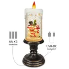 Led Light Candle Led Candle Light OEM Christmas Home Decor Scene Snowman Spinning LED Light Battery Candle Holder