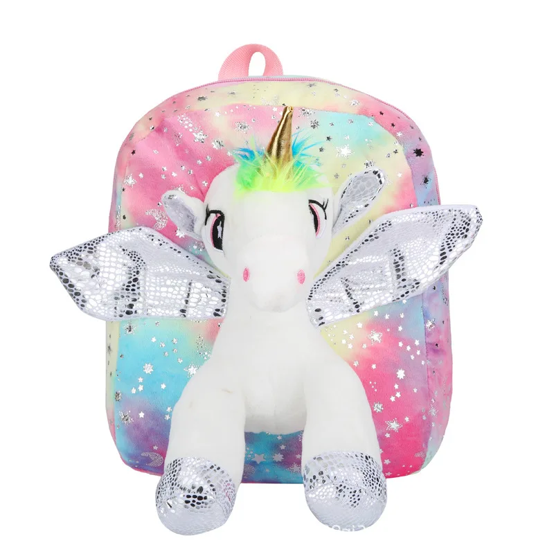 Kids unicorn plush toy bag school bag animal backpack cute cartoon toddler storage bag gift