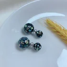 Silver Abalone Jewelry Silver Fashion 925 Silver Abalone Shell Ball Stud Earings Jewelry For Women