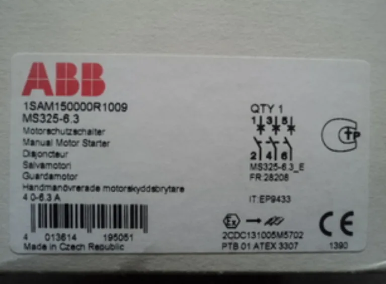 Original ABB Motor Starter MS325-6.3 (4-6.3A) MS325-6.3 (4-6.3A)