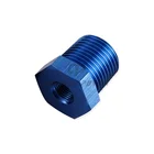Bushing Customized 1/2" Male X 3/8" Female NPT Thread Reducer Hex Bushing Pipe Fitting Aluminum Alloy Blue
