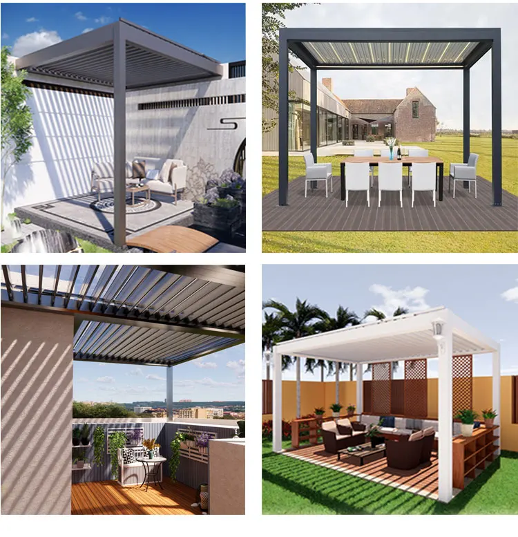 All Season Electric Shutter Aluminium Pergola Canopy Garden Pavilion