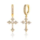Cross Loop Hop Earrings Wholesale Trendy Style Cross 14k Gold Plated Ear Loop Hip Hop Women Earrings