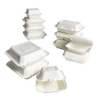 Disposable Compostable Sugarcane Takeaway Clamshell Box Biodegradable Bagasse Food Container Box