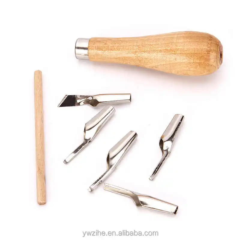 5 In 1 Linoleum Cutter Set Lino Cutting Rubber Stamp Carving Tools With