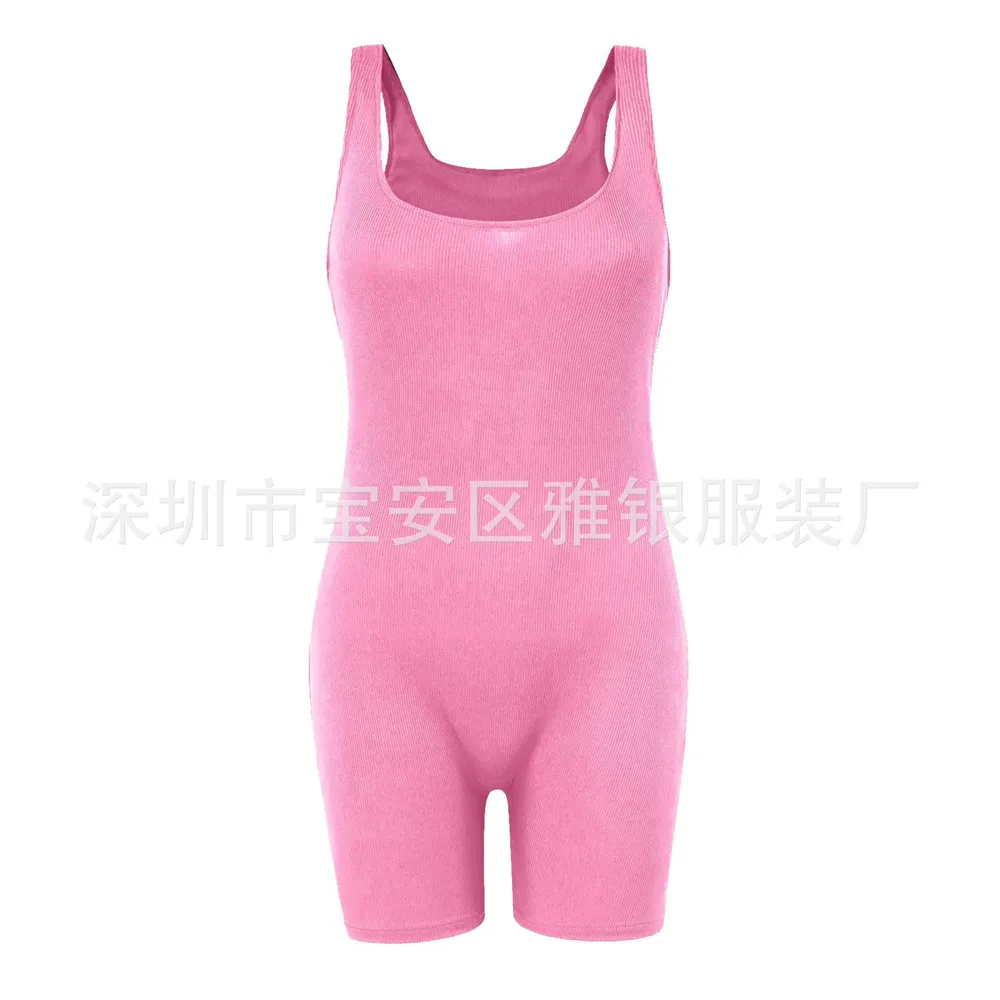 2023 Summer Womens Yoga Ribbed One Piece Jumpsuits Tank Tops Rompers Sleeveless Exercise 6430