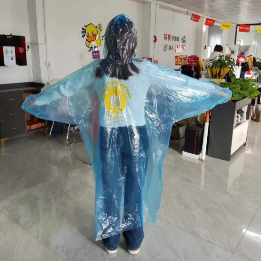 DD2255  Custom Logo Outdoor Camping Rain Wear Card Travel Rain Coat Portable Clear Raincoat Hood Clear Disposable Poncho