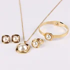 Jewelry 2021 Spot Wholesale Popular Simple Elegant Jewelry 18k Gold Plated Pearl Set Jewelry For Wedding