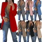 Long Suit Latest Casual Solid Color Mujer Tops Thin Blazer Office Lady Lapel Long Sleeve Suit Slim Cardigan Women'S Suit