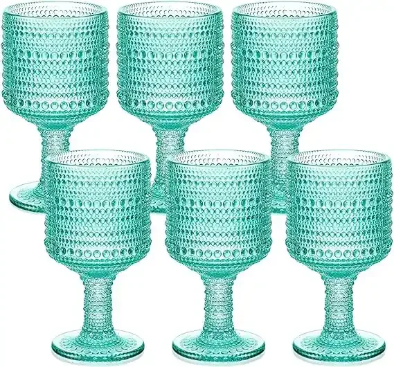 home and kitchen 2024 colored Party Wedding Decoration Wine Glasses Cup Colored Vintage Wine Glass Embossed Beaded Glass Goblet