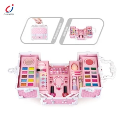 Chengji kids pretend play real cosmetic kit suitcase beauty toys set makeup sets cosmetics box toy for girls