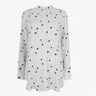 Dots Shirt Women Basic Casual Dots Printed Shirt Ladies Long Sleeve Blouse Stand Neck Shirt