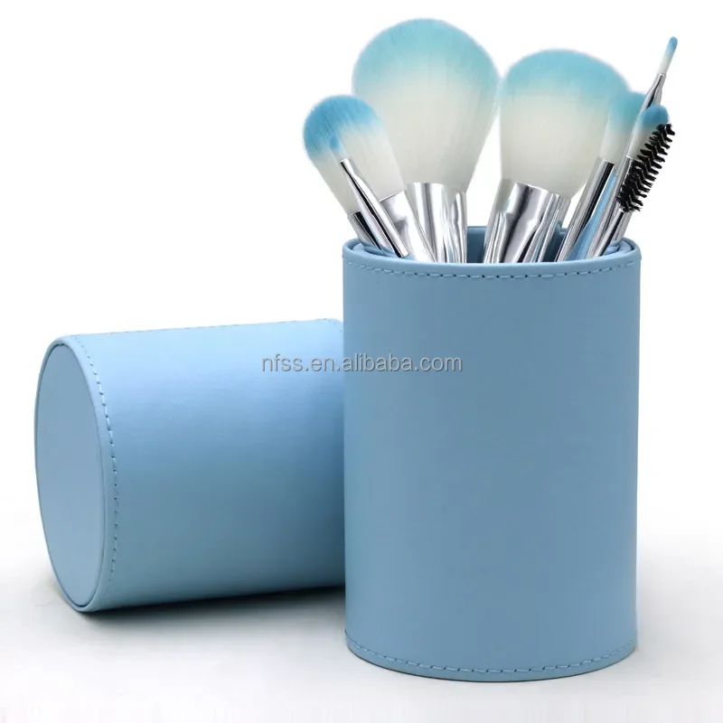 Pink Blue Green Color Bedazzled Beadable Mini Kabuki Make Up Brushes Kit On The Go Travel Makeup Brush Set With Holder Stand Box