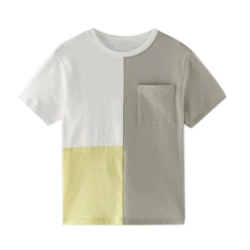 Oem Wholesale T-shirt Clothing Top T- Shirt Color Block Short Sleeve Children Boys Custom Design Birthday Kids Tshirts