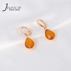 Agate Earrings Custom Jewerly New Design Natural Stone Water Drop Shape Yellow Agate Hoop Earrings