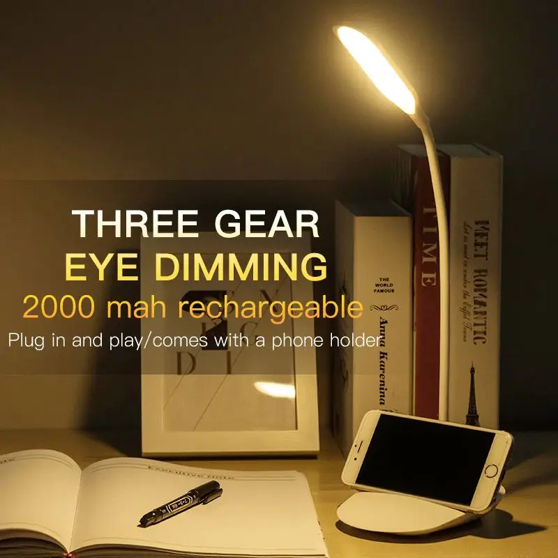 alimentado por batería luz de mesa 360 grados ajustable flexible manguera de lectura Lamp Dragonaur Mini LED lámpara de escritorio 