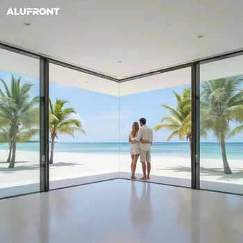 ALUFRONT Factory Customized Manual Thermal Break Double Glazing Aluminum Frame Soundproof Modern Slim Line Backyard Sliding Door