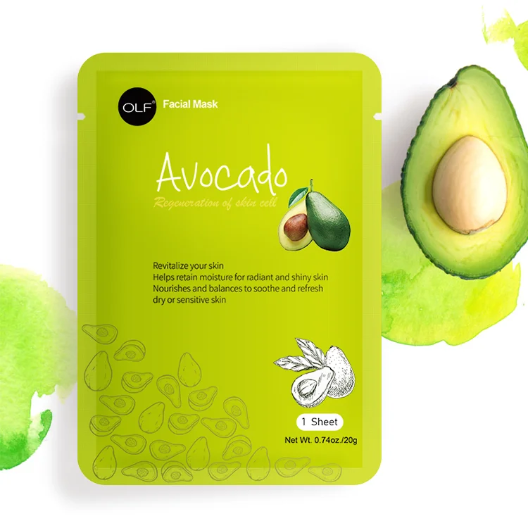 Cosmetic Manufacturer Brightening Hydrating Avocado Facial Sheet Mask