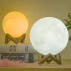 Led Lamp Led 8cm 15cm 20cm Led Lamp Warm And Cool White 3D Printing Moon Light Lamp With Stand For Baby Bedrooms