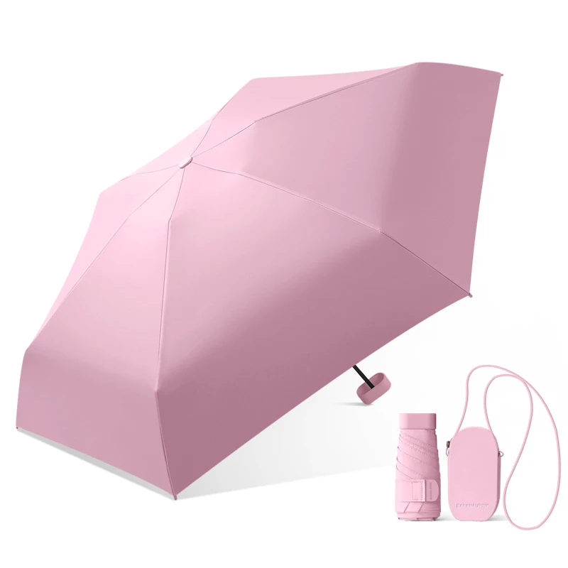 DD1991  Lightweight 6 Folding Parasol Portable Mini Compact umbrellas Travel Pocket Umbrella With Messenger Bag