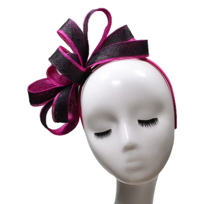 Abpf Navy Blue Bowknot Sinamay Feather 