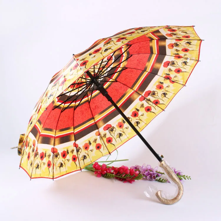 DD1244  Advertising Large 16K Promotion Umbrella Cheap Straight Long J Handle Umbrella Printed Silks Golf Umbrellas