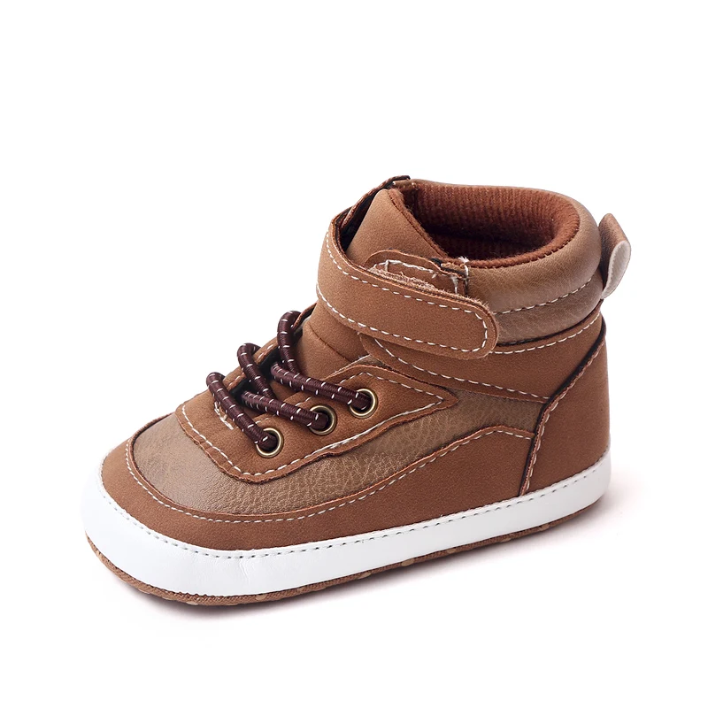 High Top Dark PU Surface Warm Boy Baby Autumn and Winter Thermal Walking Shoes manufacture