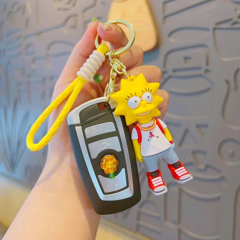 Fashion Custom 3D Cute Mini Cartoon Anime Simpson Family Bag Accessories Rubber Keychain