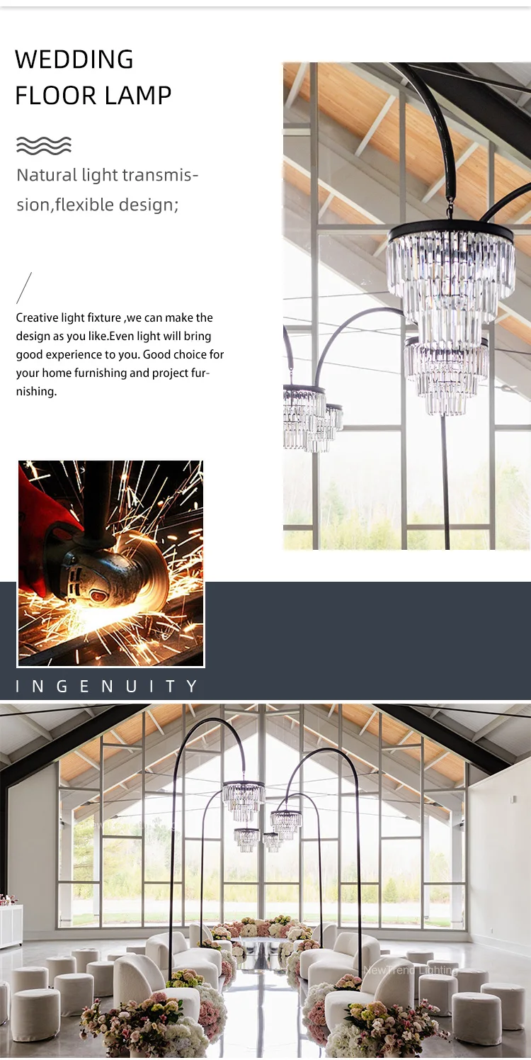 lc0826 new product wedding decoration acrylic crystal road lighting chandelier stand for wedding props floor lamp -1