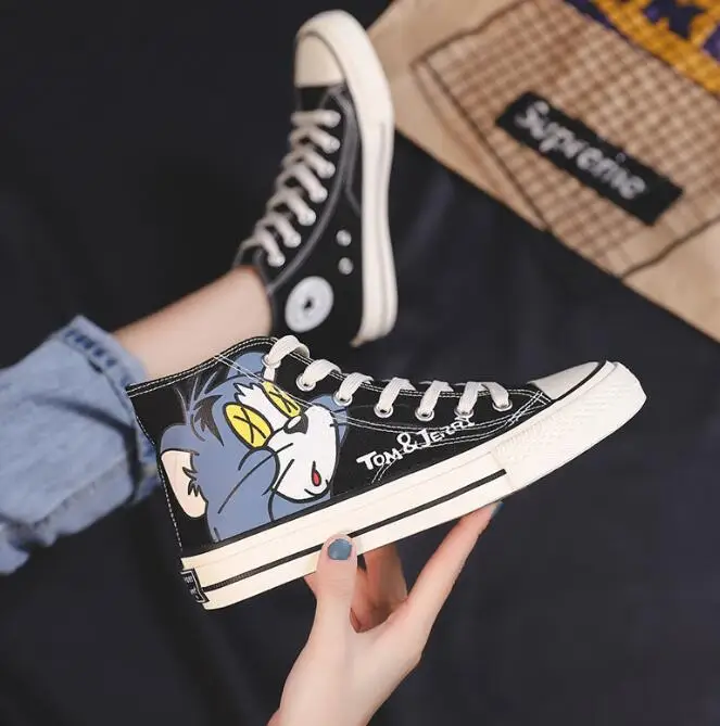 Cat And Mouse Print High-top Canvas Shoes Women's Fashion Casual Cartoon  Hand-painted Dynamic Sneakers - Buy Canvas Shoes Female Students Korean  Fashion Graffiti High Top Sneakers Comfortable Sneakers,Shoes Sneakers For  2022 Cartoon