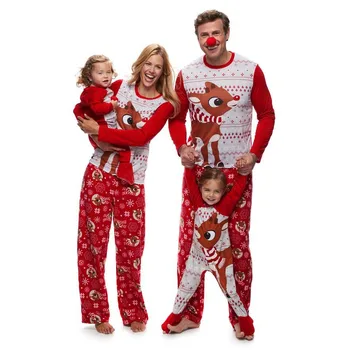 Xmas Top Pants Family Outfit Baby Romper Lounge Night Wear Christmas Pajamas Set Women Sleepwear