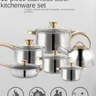 Non 12 Piece Golden Cookware Stainless Steel Non Stick Cooking Pots Cookware Set